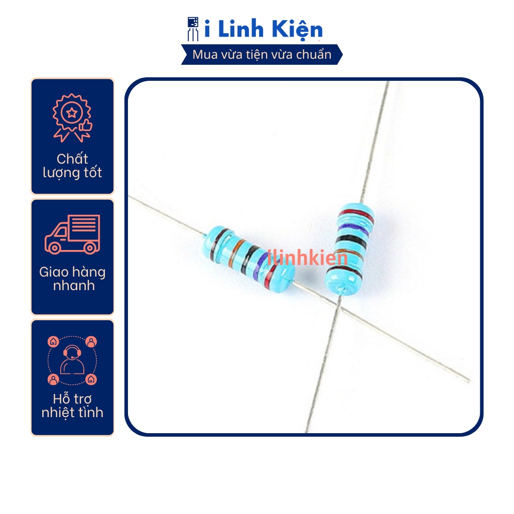 Điện trở vạch 1W 820K 1% chân đồng (10c)