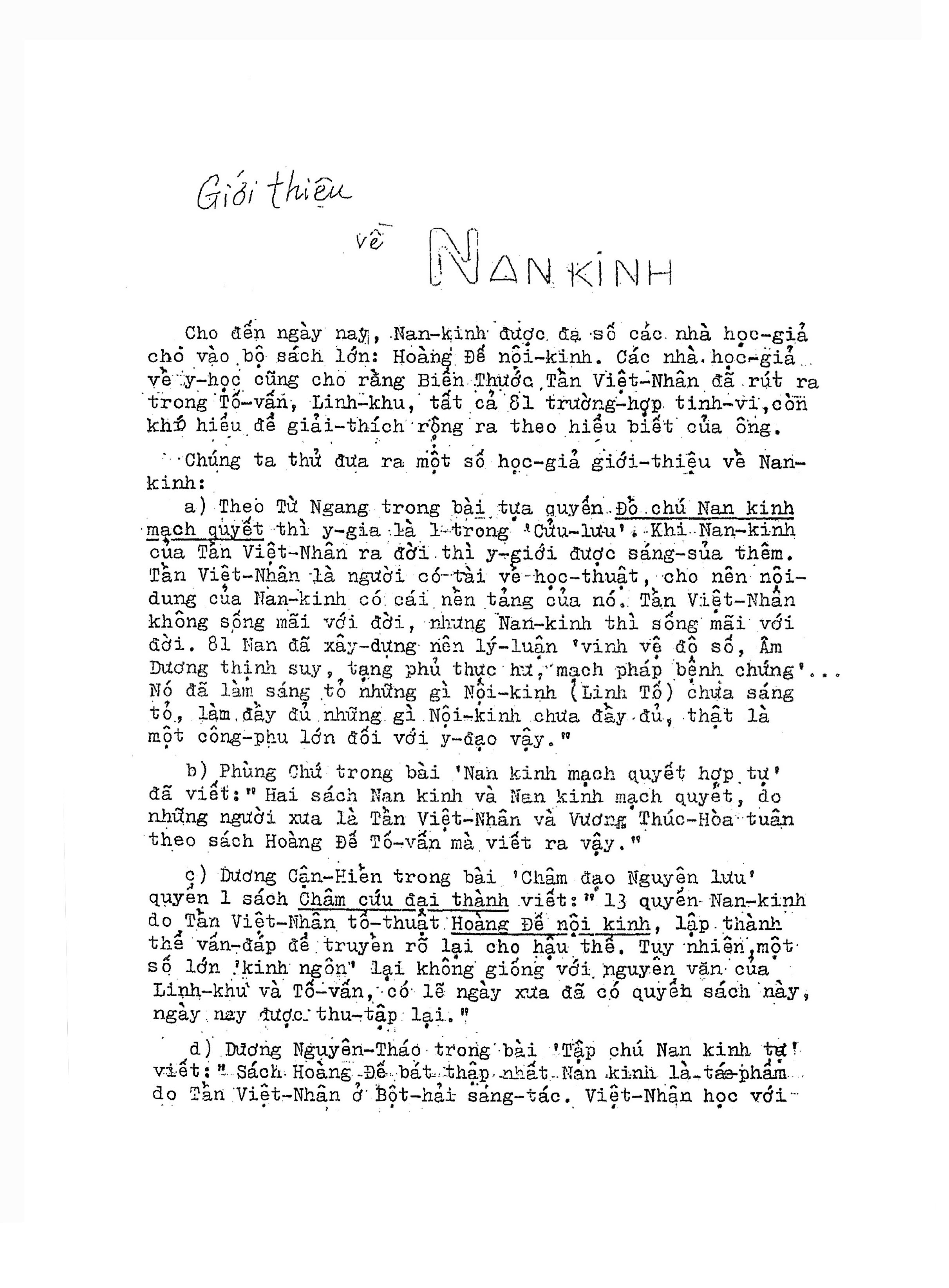 Sách Nội Kinh Nan Kinh