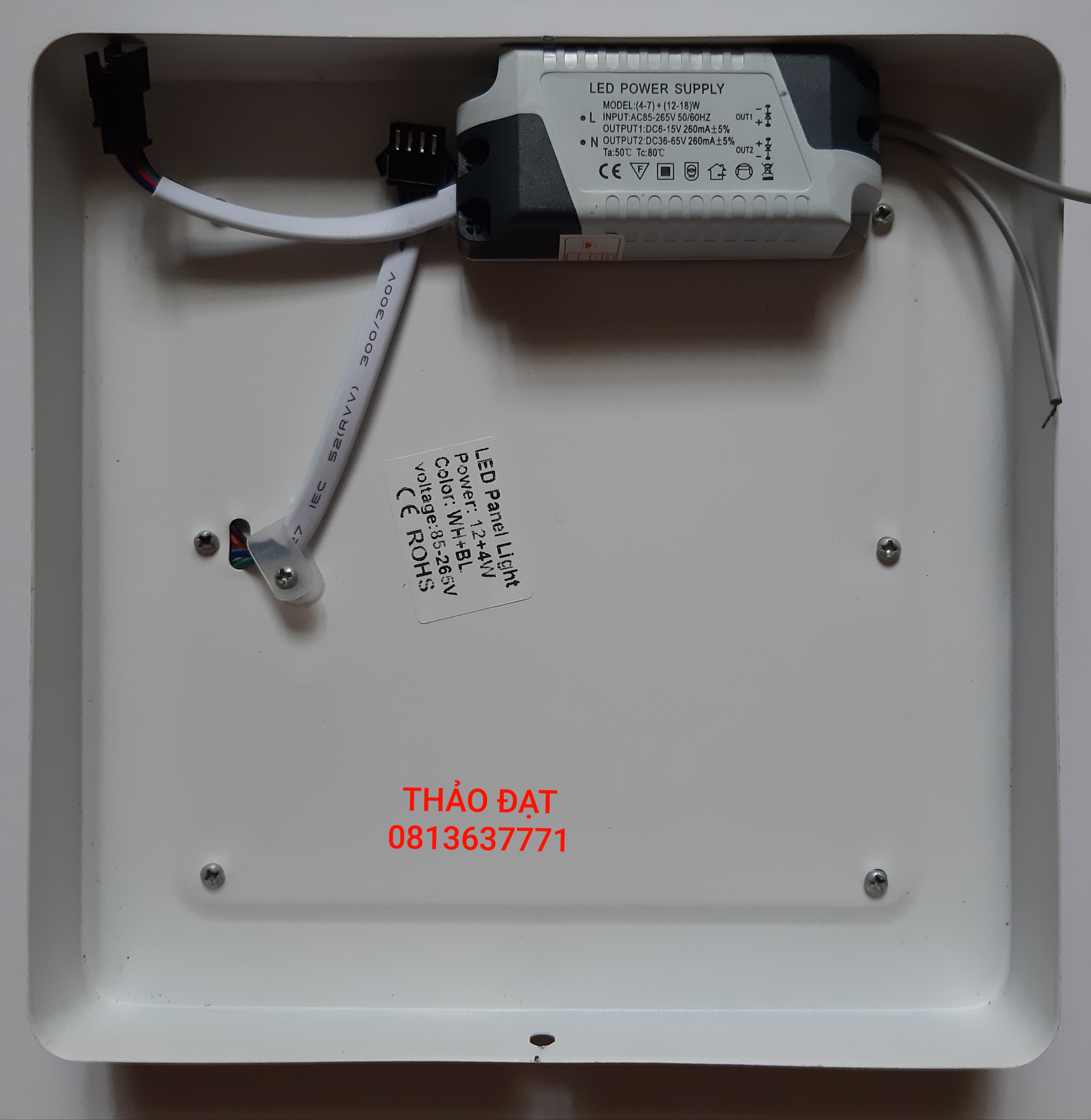 ĐÈN LED ỐP TRẦN VUÔNG - 3 CHẾ ĐỘ MÀU 12W+4W