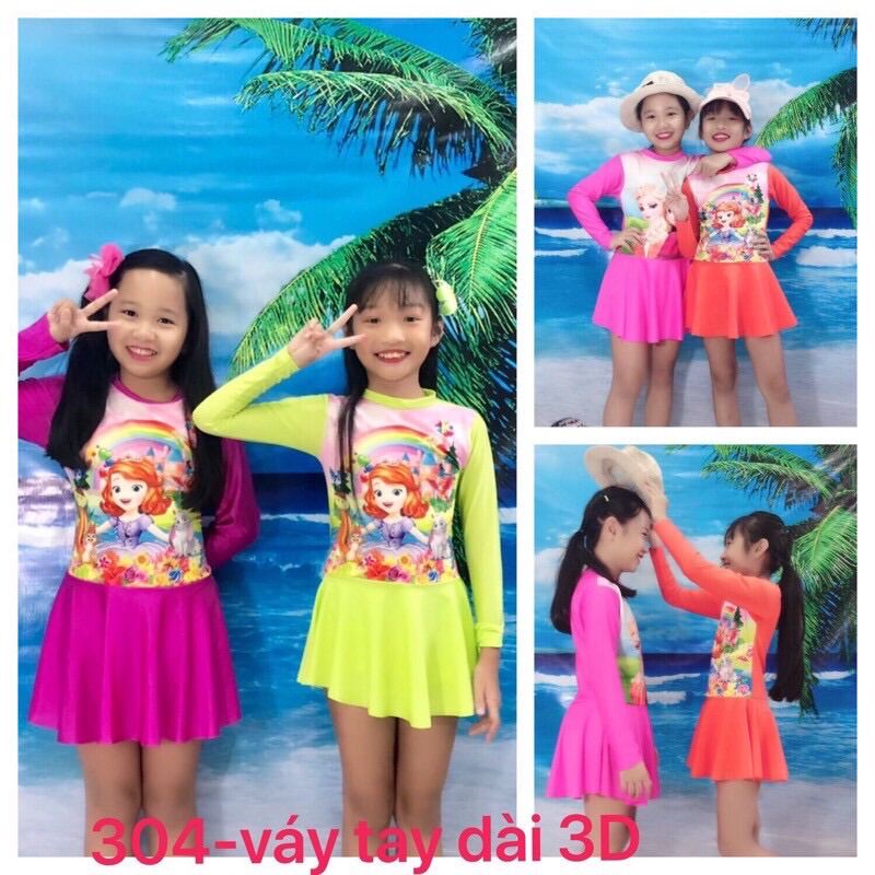 Bộ bơi váy tay dài cho bé