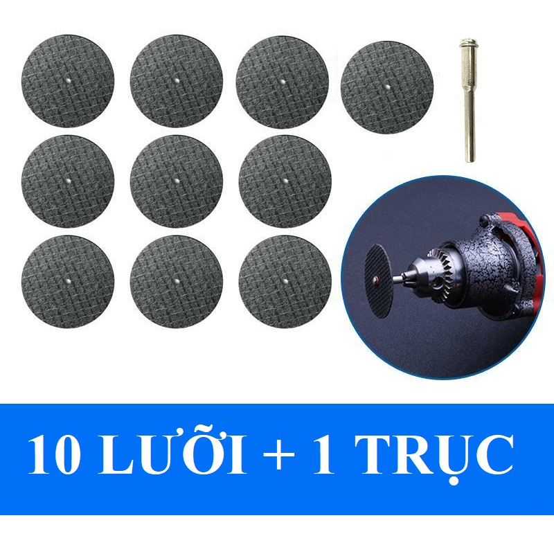 10 Đá Cắt Sắt Mini ( 32 x 1mm ) + 1 Trục Giữ