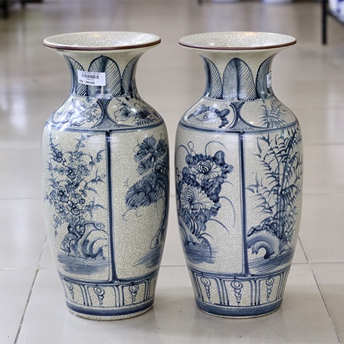 Lọ hoa men rạn giả cổ = gốm sứ bát tràng