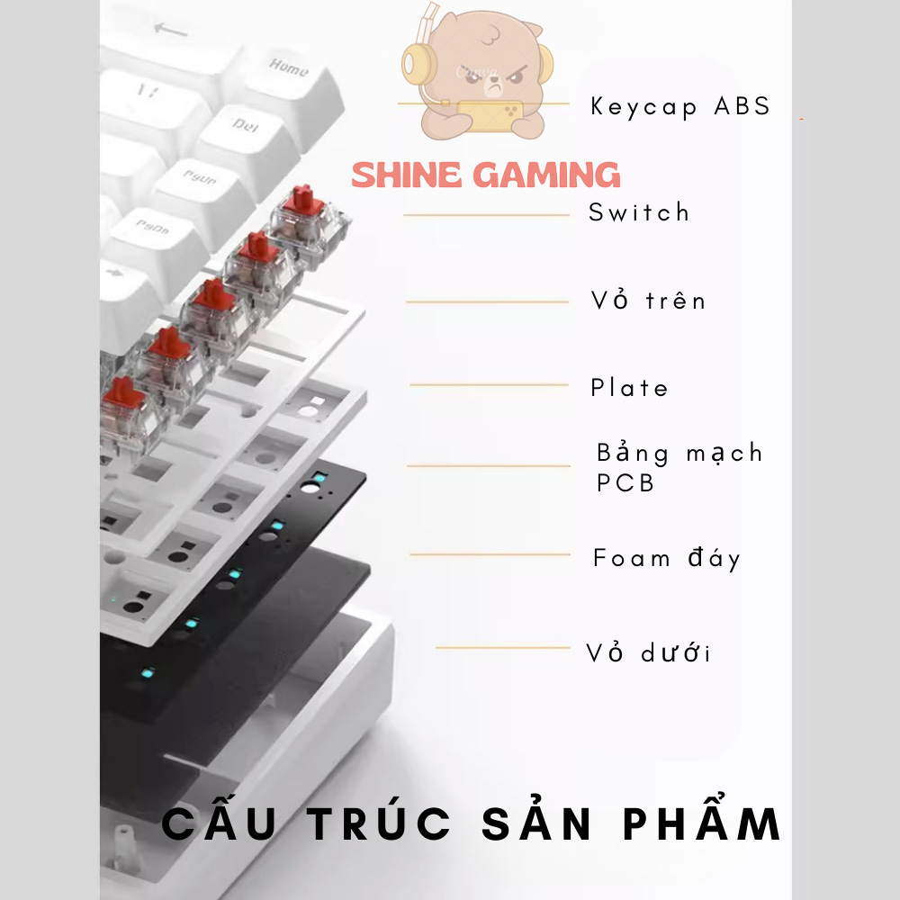 Co68 wireless mechanical keyboard-hotshoe support-gold switch - 3 mode convenient connection-RGB LED multi-mode