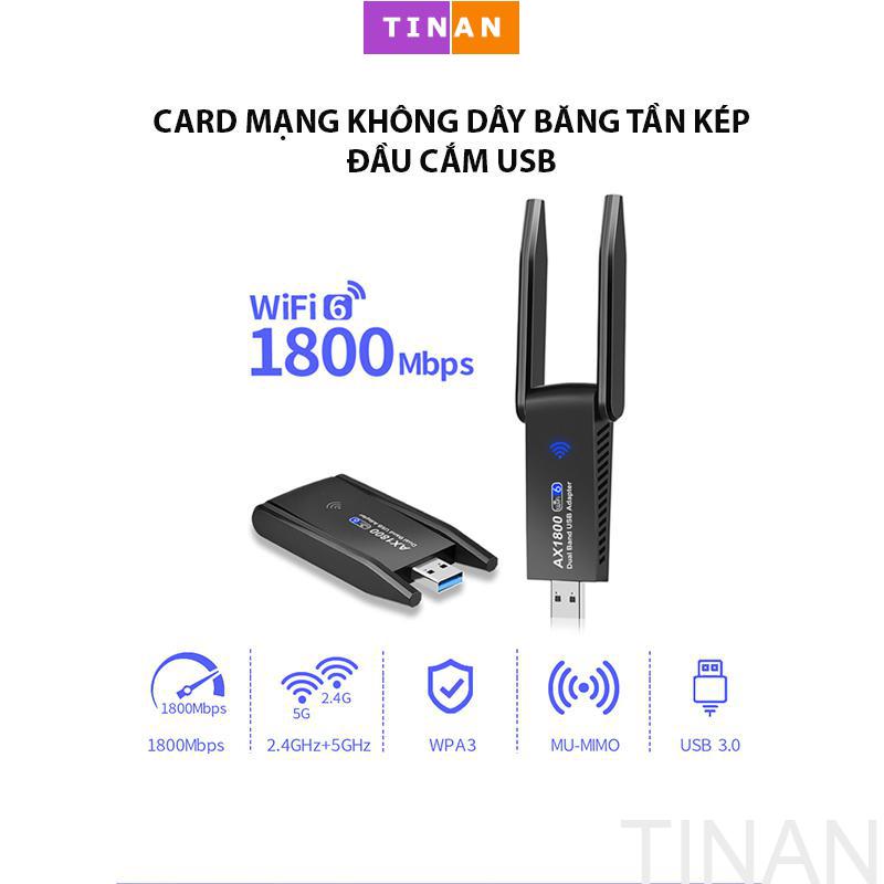 Card Mạng Không Dây 1800Mbps AX1803, Đầu Cắm USB 3.0 Cắm Máy Tính
