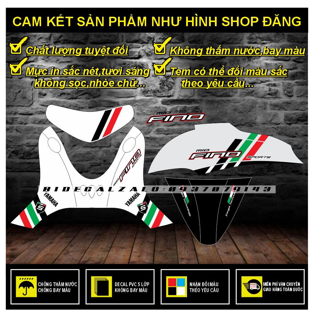 TEM RỜI MIO FINO CLASSICO PHỐI DÁN XE TRẮNG