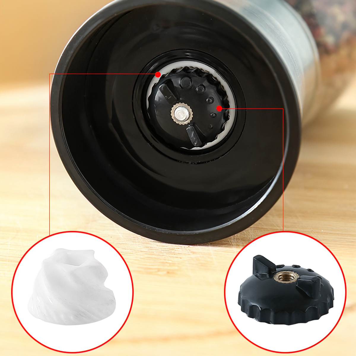 Pepper Mill, Pepper Grinder, Glass Dry Grain Grinder