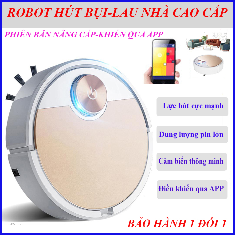 Robot Hút Bụi, Robot Lau Nhà Hút Bụi, Robot Hút Bụi Thông Minh. Điều khiển qua app điện thoại, vận hành êm ái , lực hút mạnh mẽ hút sạch các vết bẩn.  LỖI 1 ĐỔI 1 ,GIẢM GIÁ SỐC!