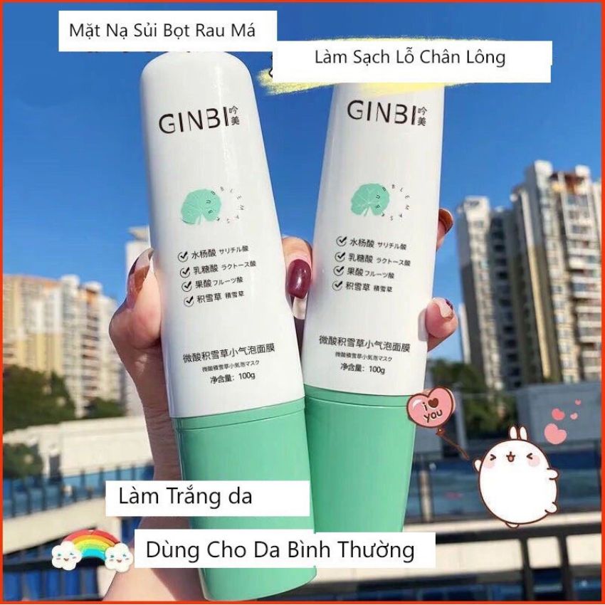 Mặt nạ sủi bọt rau má GINBI thải độc cấp ẩm dưỡng trắng da