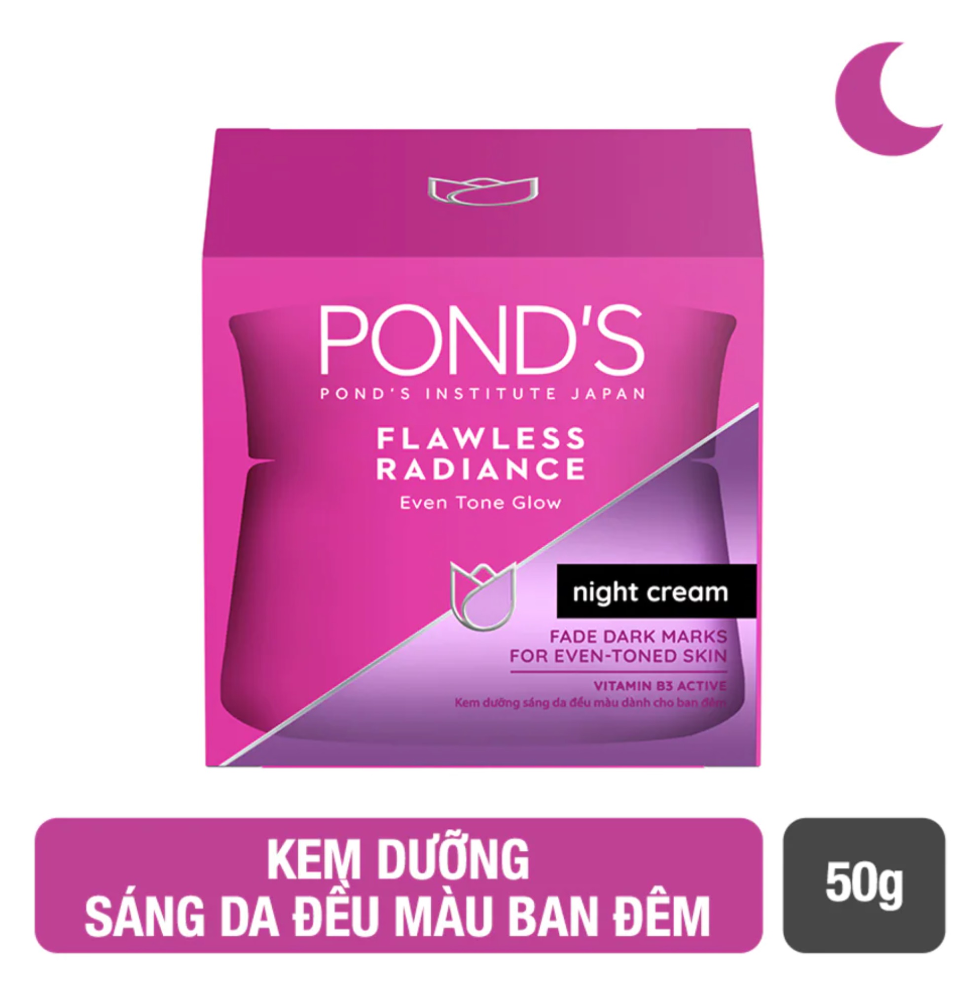 Kem Dưỡng Trắng Da Cao Cấp Đêm Ponds Flawless Radiance Derma+ (50g/hũ)