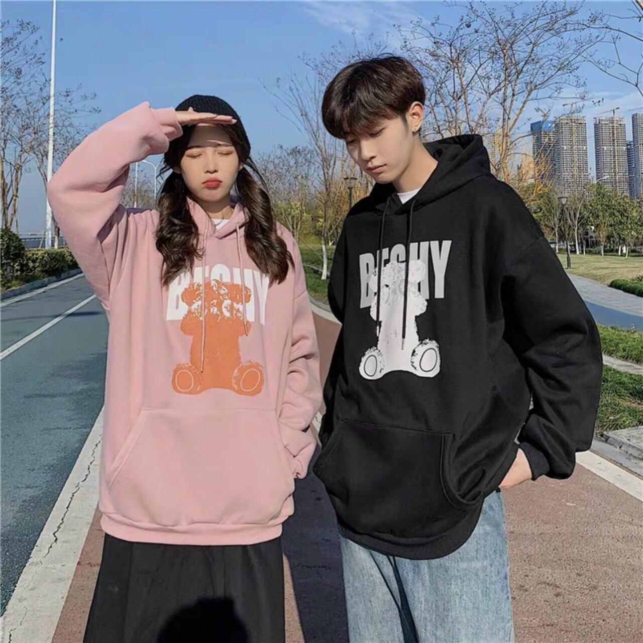 Áo Khoác Hoodie Nam Nữ In Hình chú gấu đáng yêu Kiểu Dáng Dễ Thương cho các cặp đôi, Chất Vải Nỉ Dày Dặn Cao Cấp thoải mái Mẫu Hot Trend