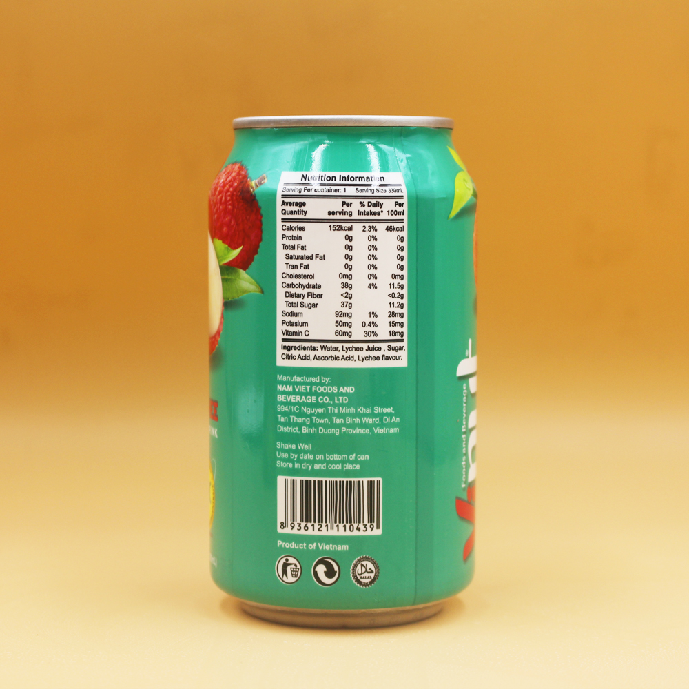[LỐC 6 LON ] Nước ép Vải, Nước ép trái cây tươi VINUT (330ml/lon)