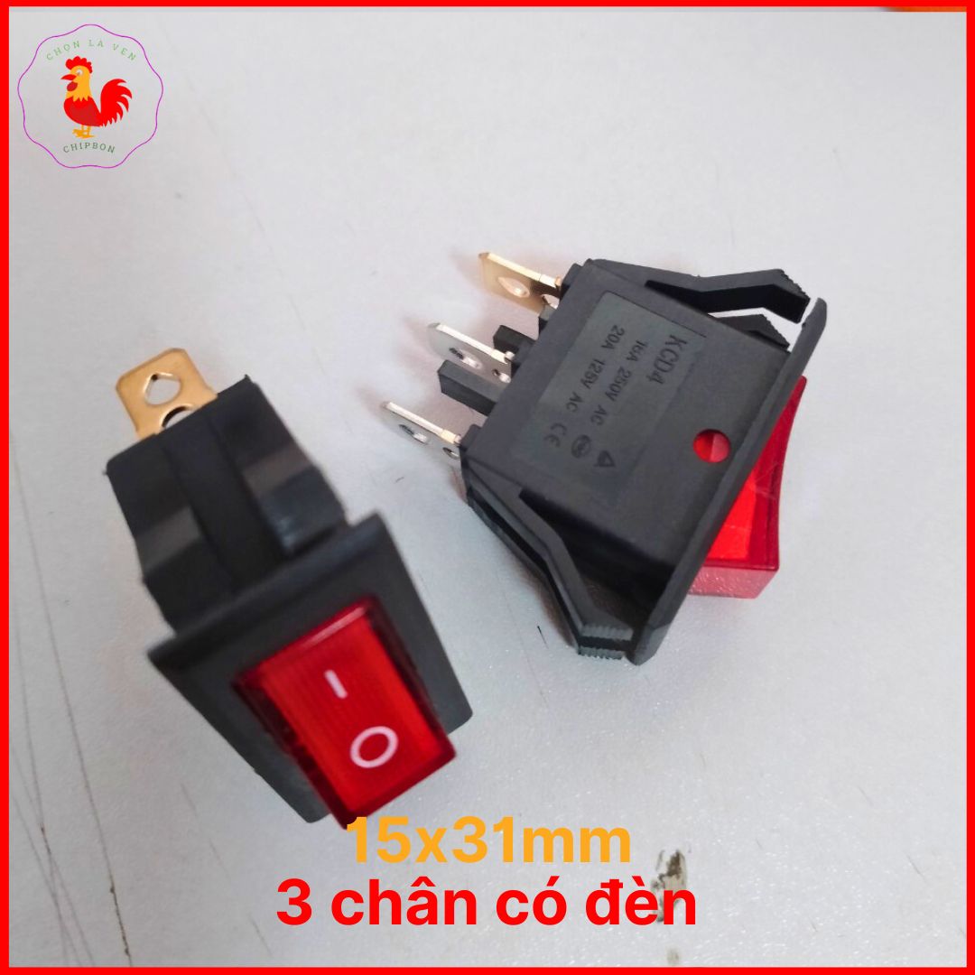 Công tắc 3 chân bập bênh có đèn KCD4