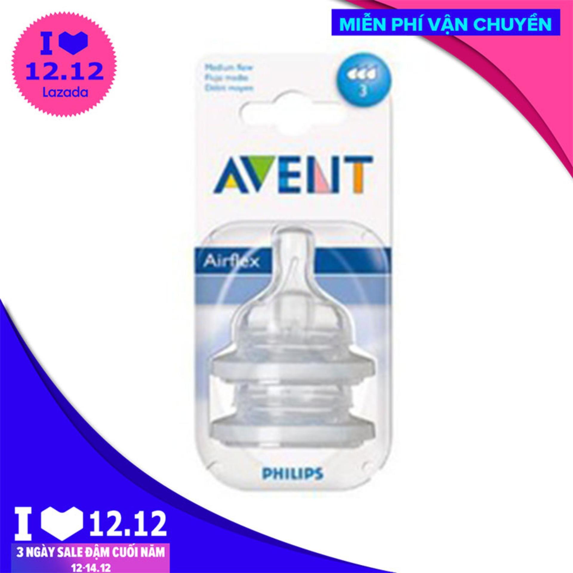 Hộp 2 núm ty bình sữa AVENT Classic size 3 (>3th)
