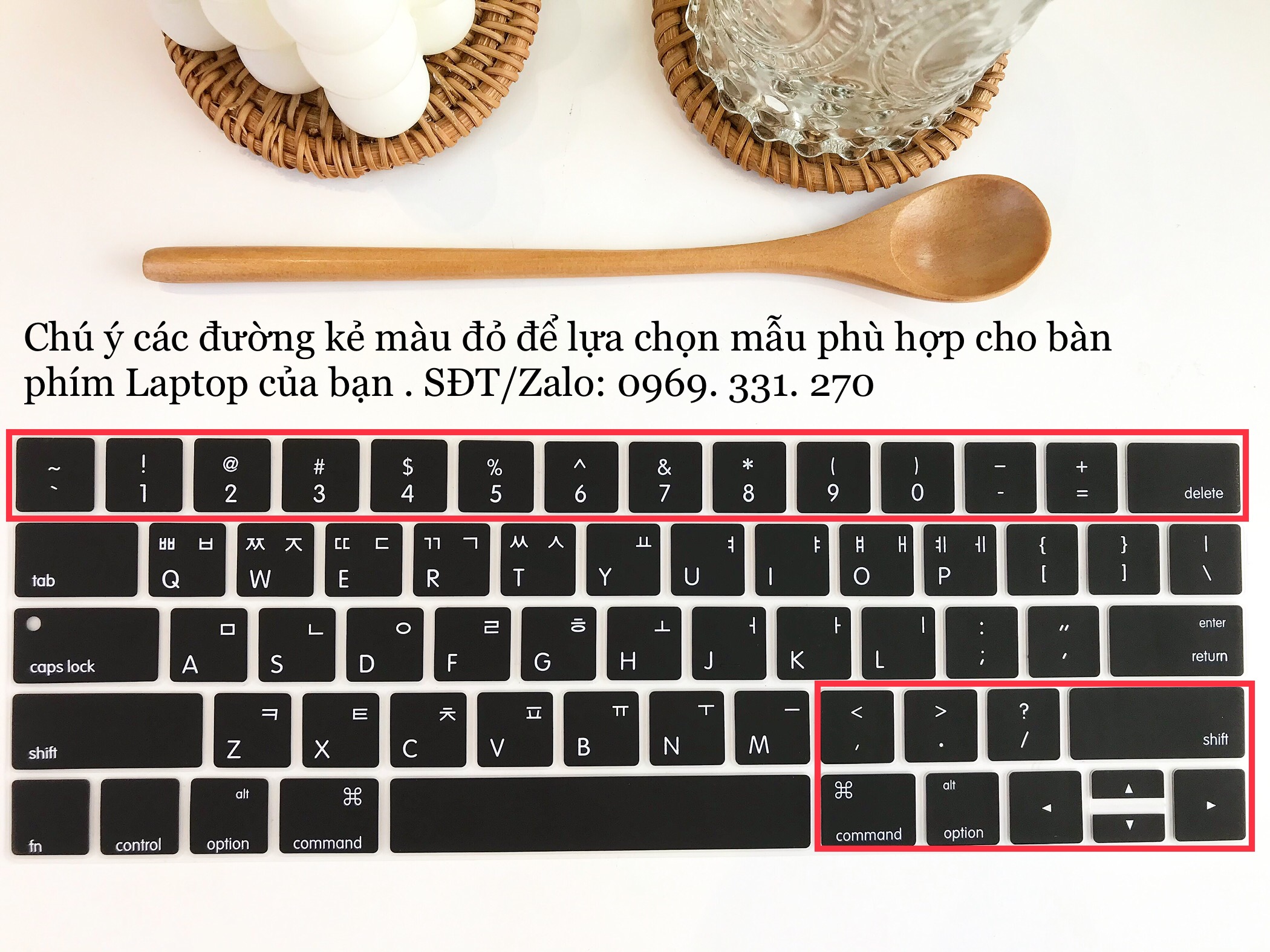 Phủ bàn phím silicon Tiếng Hàn dùng cho các loại Macbook