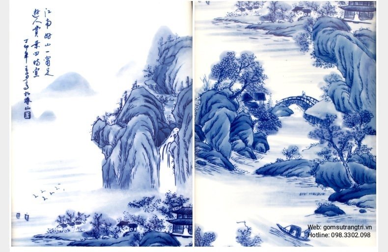 TRANH SƠN THỦY vẽ tay TỨ CẢNH