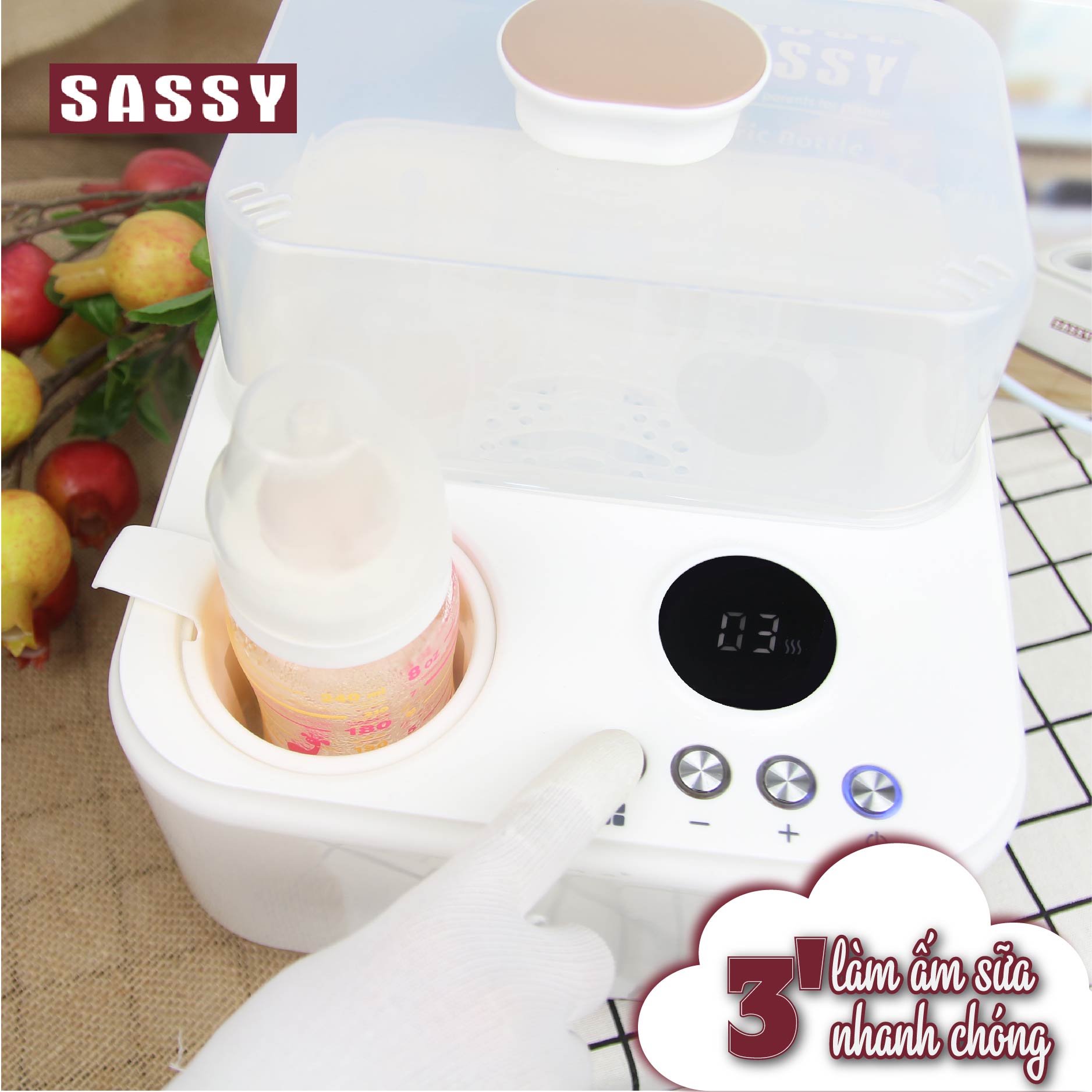 Máy Tiệt Trùng Bình Sữa và Hâm Sữa 2in1 Sassy