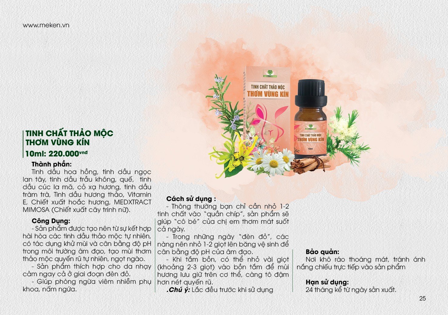 TINH CHẤT THẢO MỘC THƠM VÙNG KÍN MẸ KEN 10ml