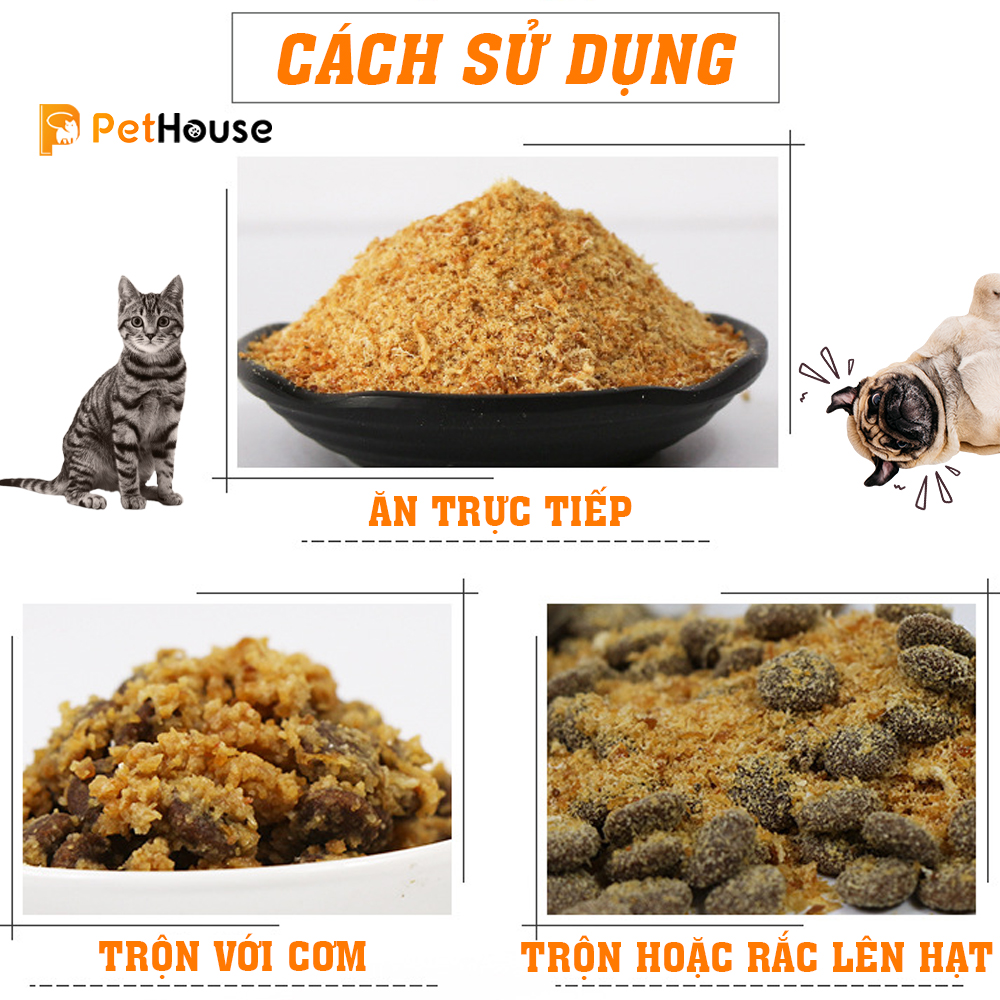[HCM]Chà bông gà cho chó mèo Captain (Túi 500gr) dùng để trộn cơm và hạt