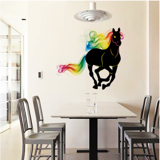 HCM Decal trang trí tường Ngựa đen sắc màu