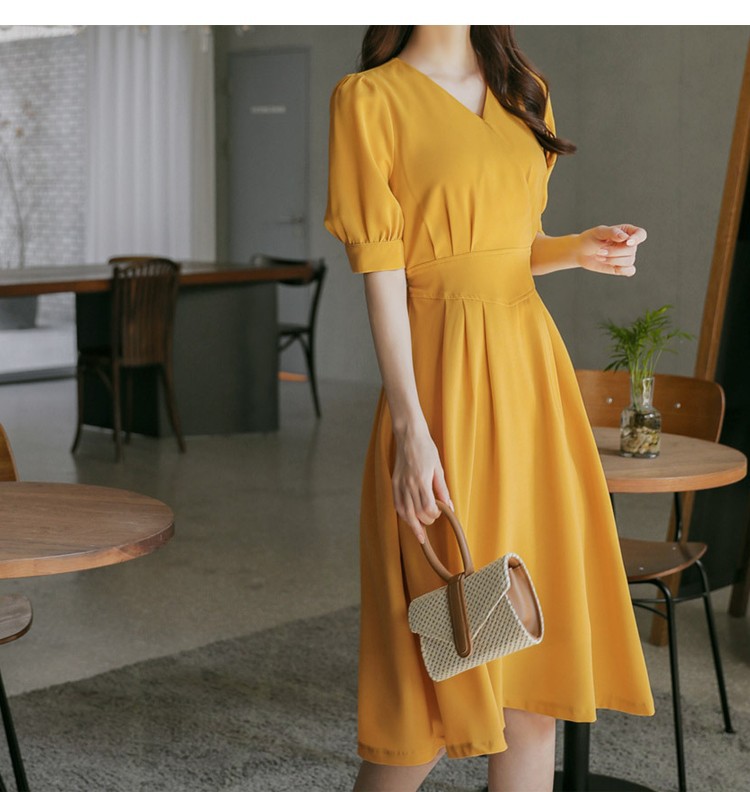 ĐẦM CỔ V CHIẾT EO THẮT NƠ SUGAR