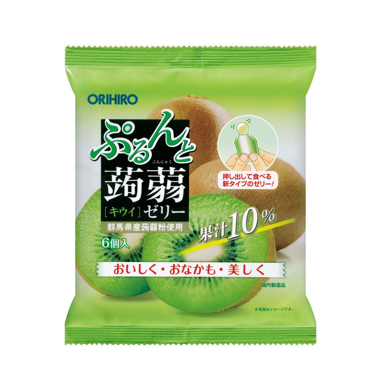 Thạch trái cây Orihiro vị Kiwi gói 120g (6c/gói) - Thạch jelly hương trái cây cho bé Nhật Bản - VTP mẹ và bé TXTP030