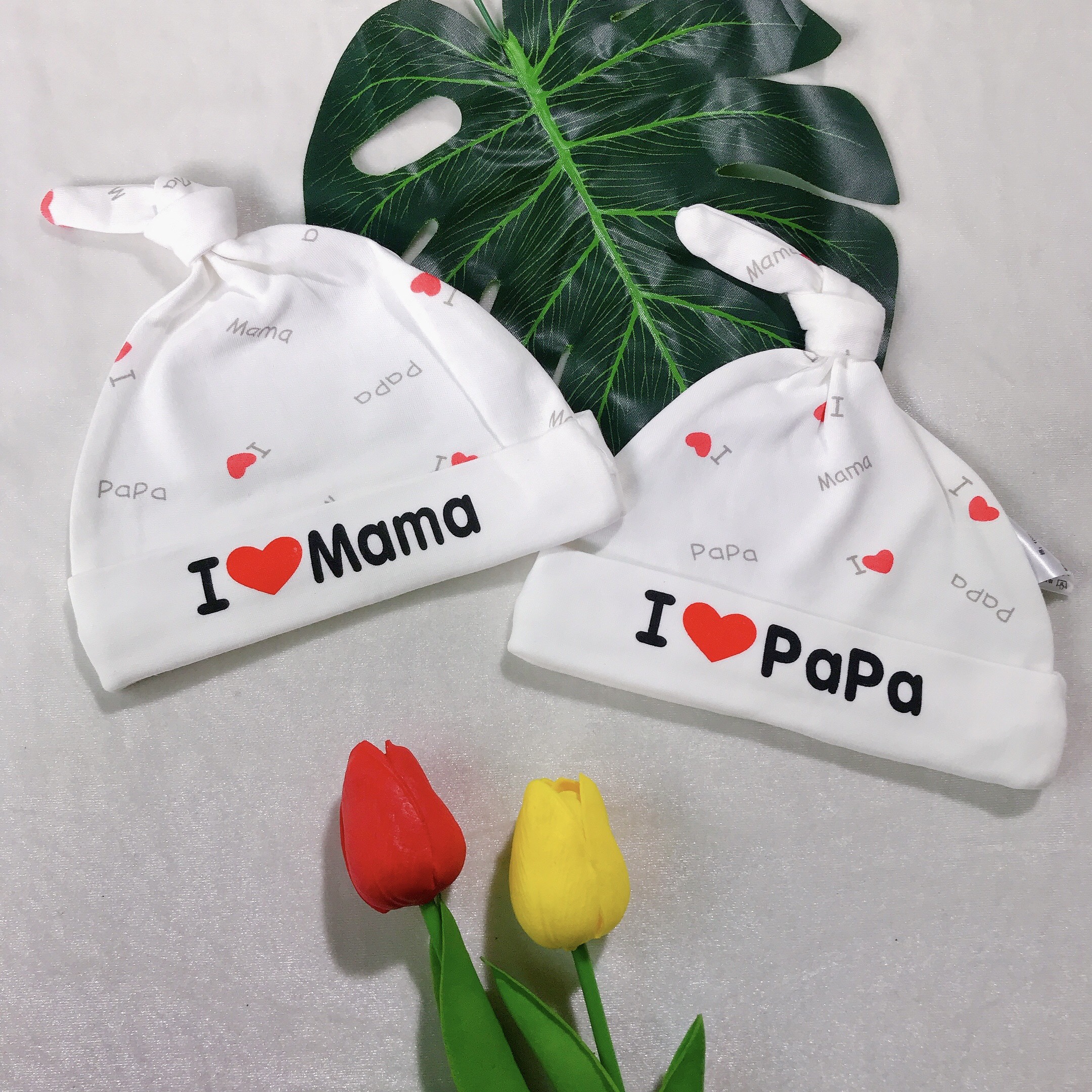 Nón sơ sinh I love mama papa 0-3 tháng