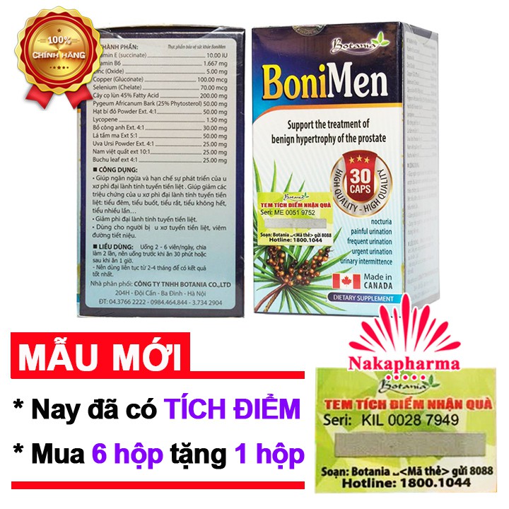 BoniMen – Giảm phì đại và u xơ tuyến tiền liệt, ngăn tiểu đêm nhiều, tiểu buốt, viêm đường tiết niệu