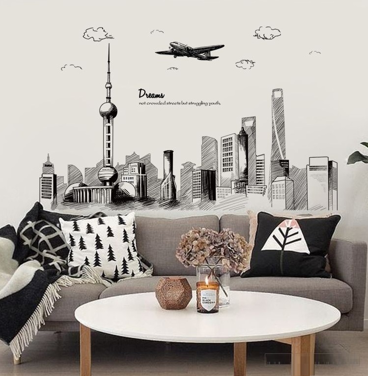 Decal dán tường Thành phố phác thảo - P79 - Scenedecal-Framedecals