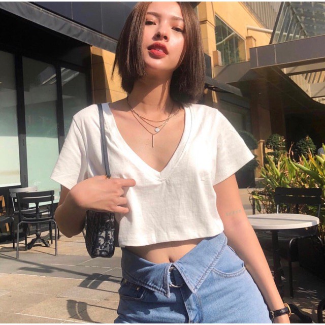 Áo crotop nữ cổ tim sành điệu cá tính