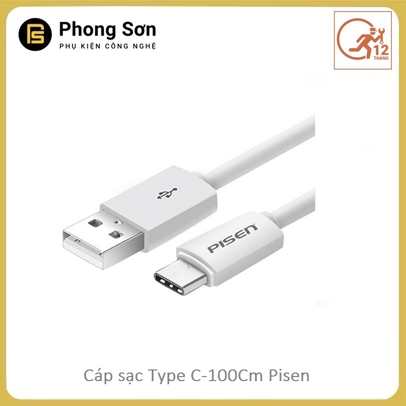 Cáp sạc USB Type C 100cm Pisen (màu đen)