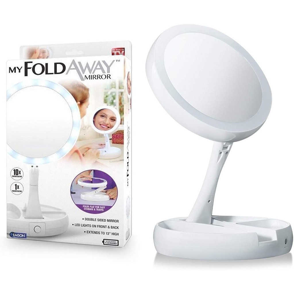 Gương đèn led trang điểm gấp gọn