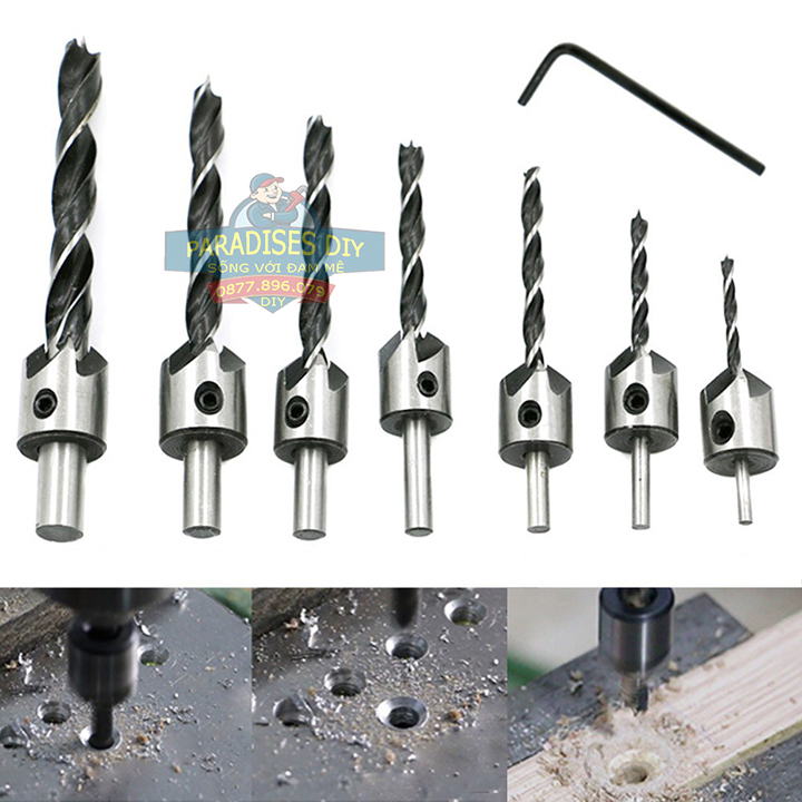 Bộ 7 mũi khoan gỗ doa lỗ vít