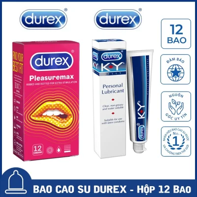 Bao Cao Su Durex Bao cao su Durex Pleasuremax gân gai 12s - tặng Gel bôi trơn Durex KY 50G Che tên sản phẩm
