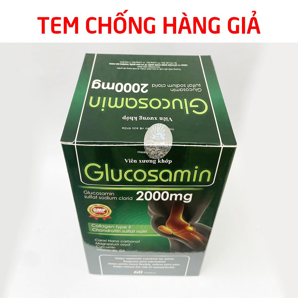 Viên uống bổ xương khớp Glucosamin 2000mg Giảm đau nhức mỏi xương khớp hiệu quả - Hộp 60 viên dùng 1 tháng