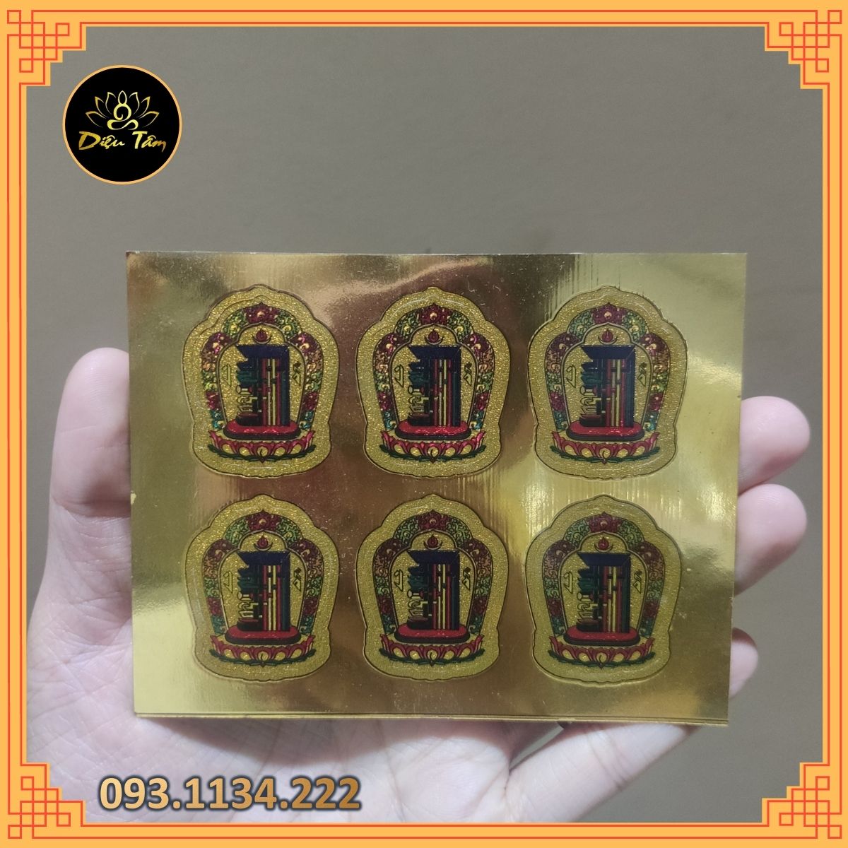 Miếng dán cửa dán xe chủng tự Kalachakra cầu bình an