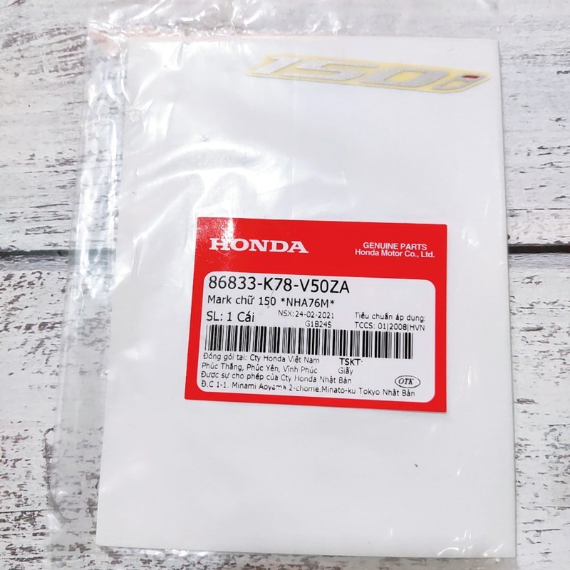 [Giá 1 tem] Tem decal mark chữ 150i, số 150i Honda Chính Hãng màu đen, màu trắng