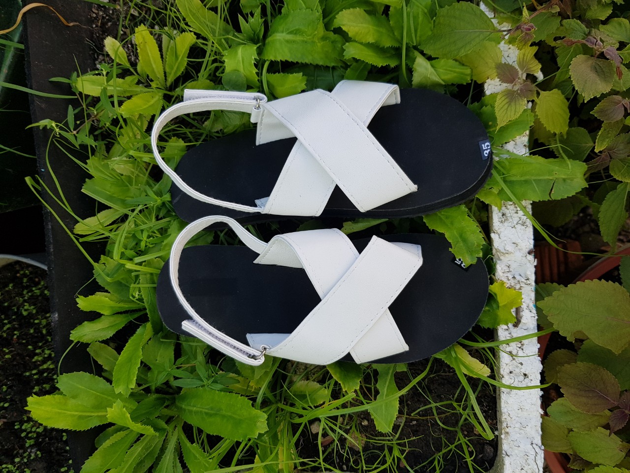 xăng đan nữ đế đen quai trắng đủ màu đủ size