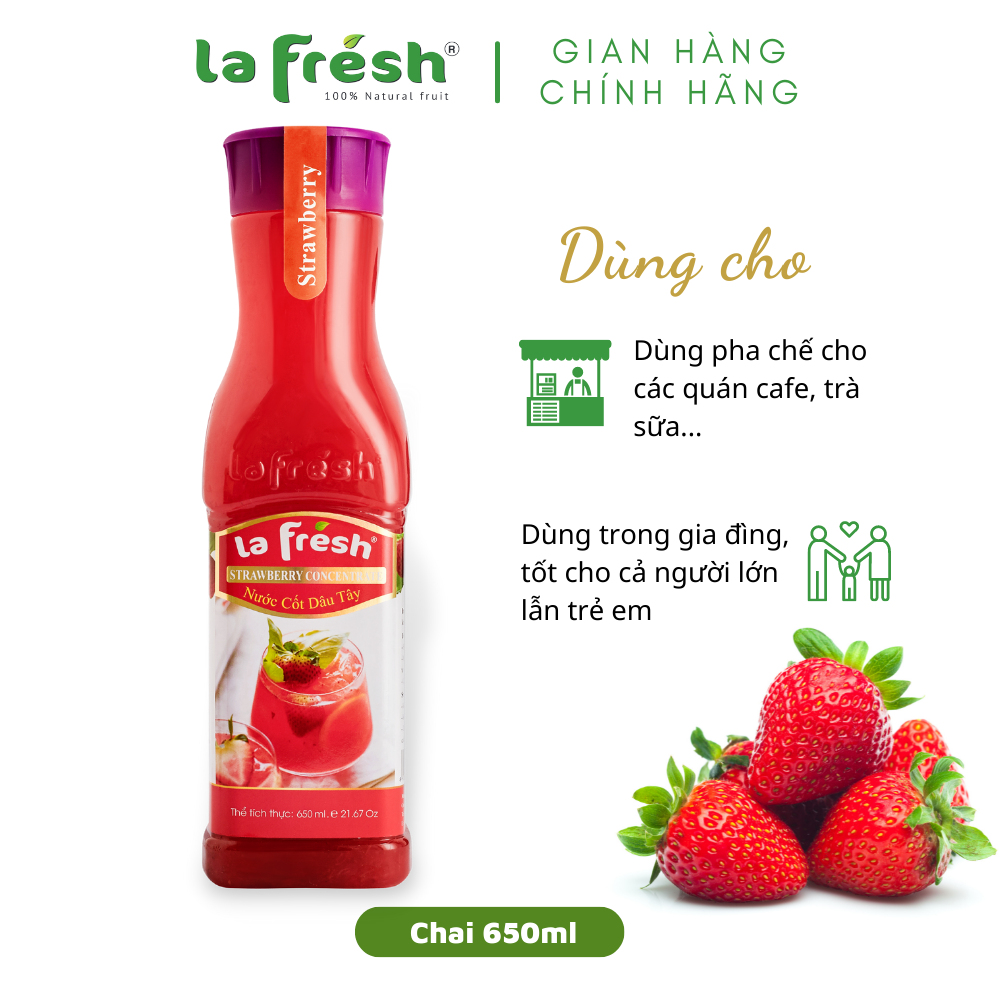 Nước Cốt Dâu Tây Lafresh Đà Lạt Chai 650ml