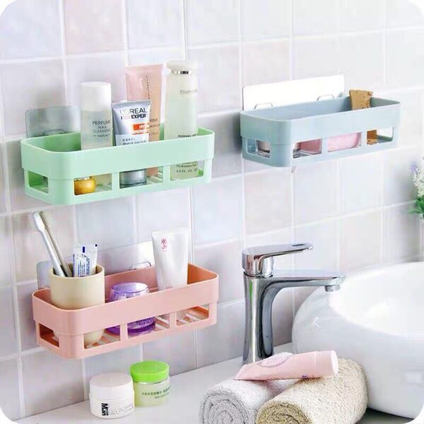 Kệ dán tường đa năng tiện lợi, kệ để đồ nhà tắm, kệ đựng đồ nhà bếp, kệ nhựa treo tường nhà vệ sinh