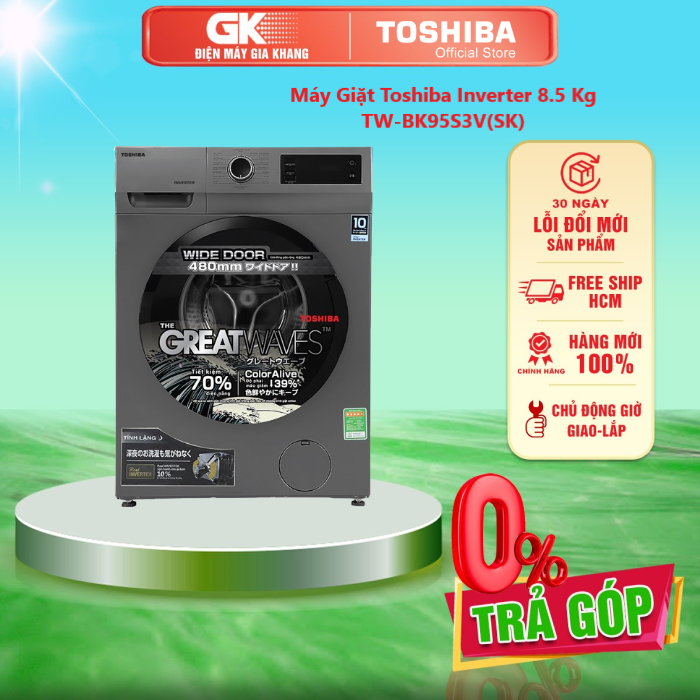 Máy giặt Toshiba Inverter 8.5 kg TW-BK95S3V(SK) - GIAO TOÀN QUỐC - FREESHIP HCM