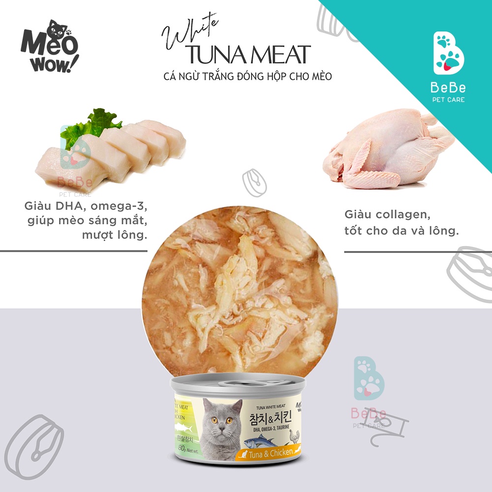 [Combo 10 - 12 Lon] Pate MEOWOW Từ Cá Ngừ Trắng Nhiều Vị Cho Mèo Mọi Lứa Tuổi