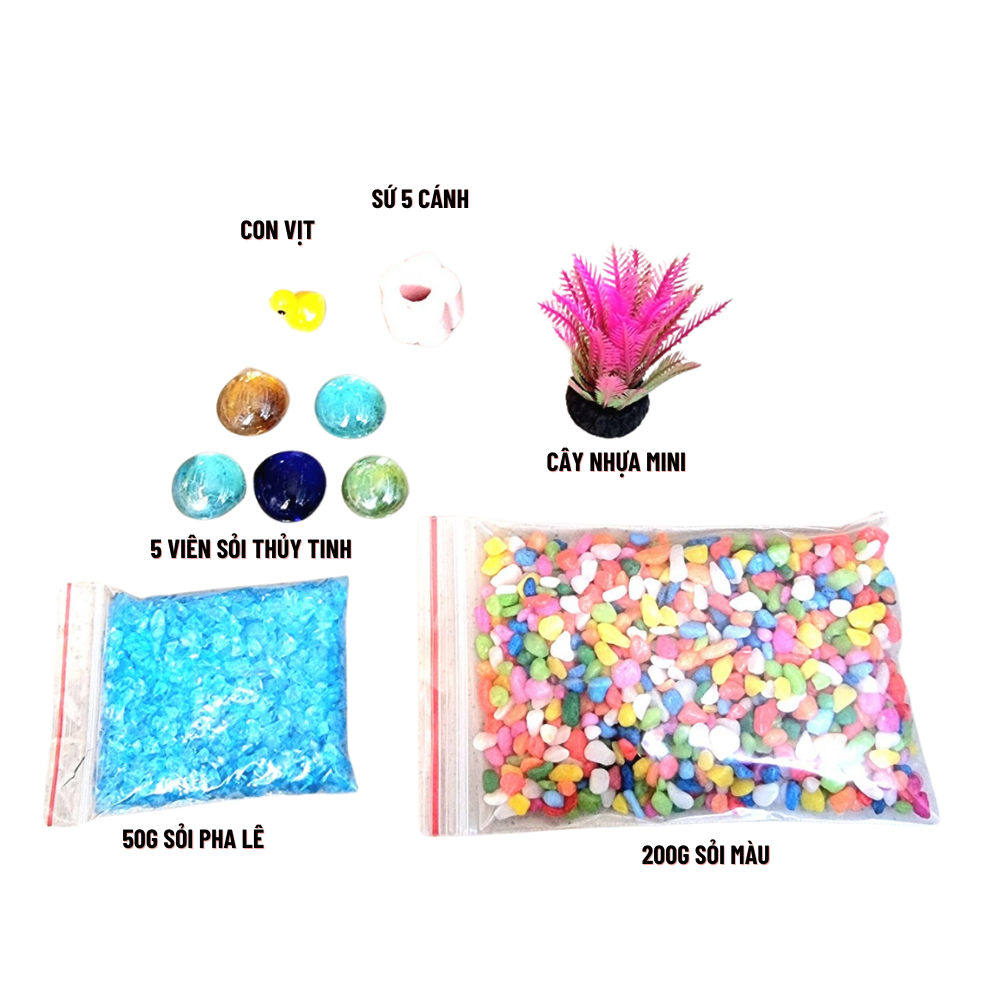 Bộ trang trí bể cá mini SỎI PHA LÊ cho bể cá mini dưới 15cm