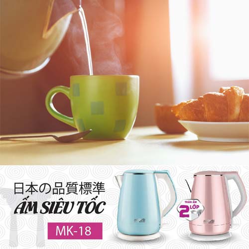 Bình siêu tốc Mutosi MK-18 hồng, xanh