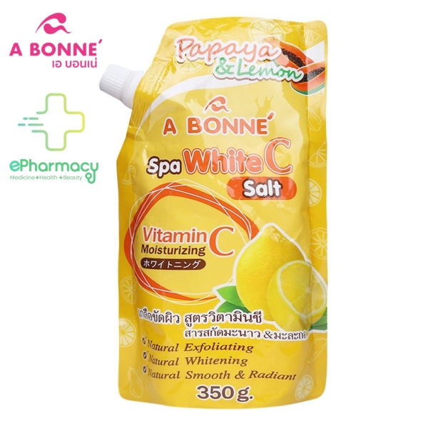 Muối Tắm A BONNÉ Spa White C Salt Vitamin C Papaya and Lemon Scrub sáng da, giảm mụn lưng 350G