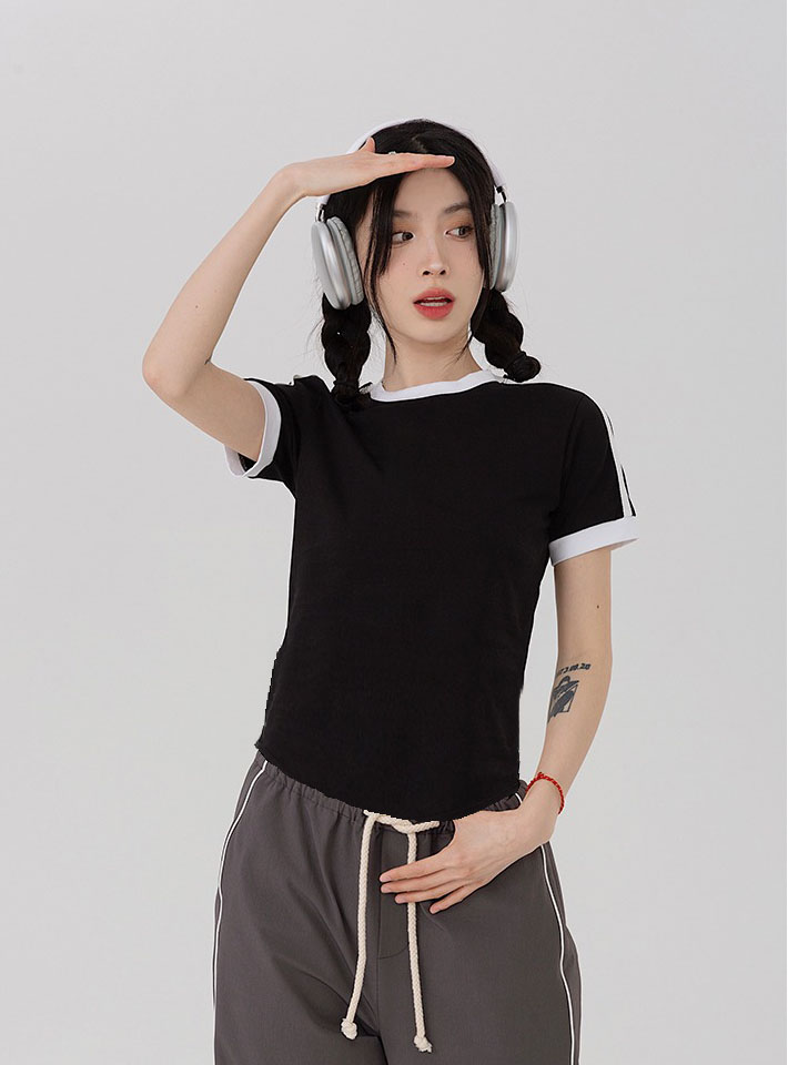Áo baby tee phối trơn ABPVT01 Miucho cotton cổ tròn in basic