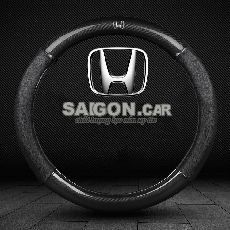 HCM-Bọc vô lăng ô tô,bọc vô lăng da- mẫu carbon có logo Honda-có đường kính 37-38cm bọc vừa cho mọi loại xe