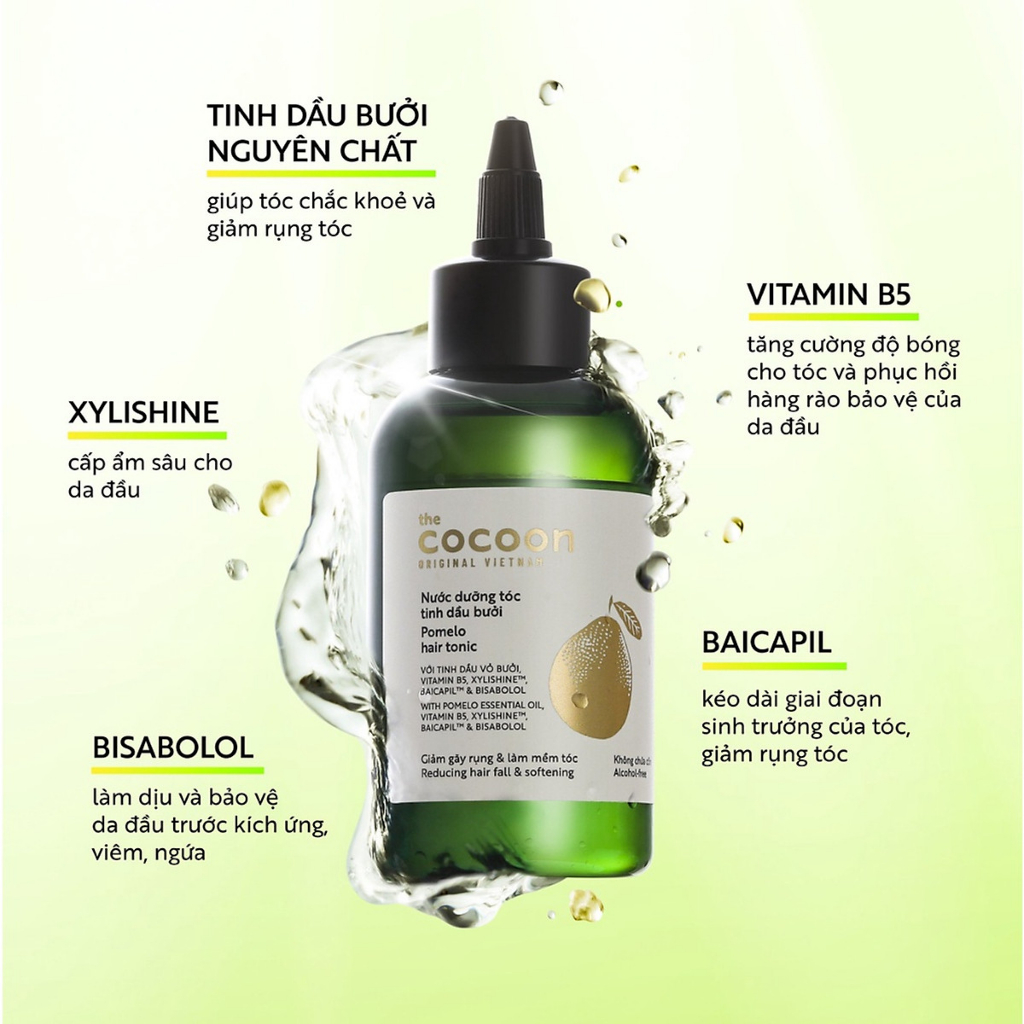 Nước dưỡng tóc tinh dầu bưởi ( pomelo hair tonic ) Cocoon 140ml thuần chay