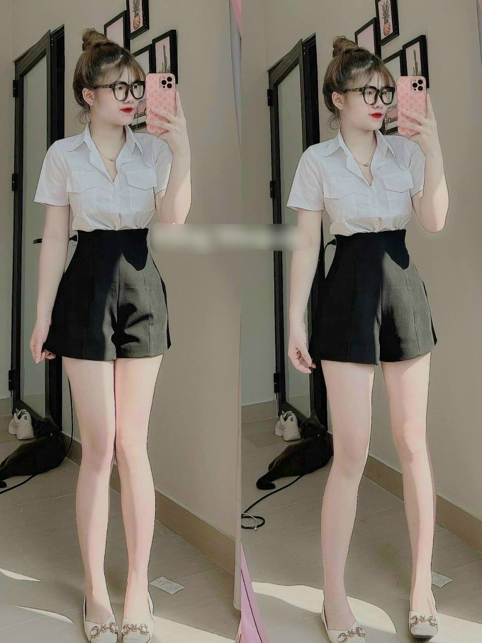 Áo sơ mi nữ trắng trơn phối cực hot 2021