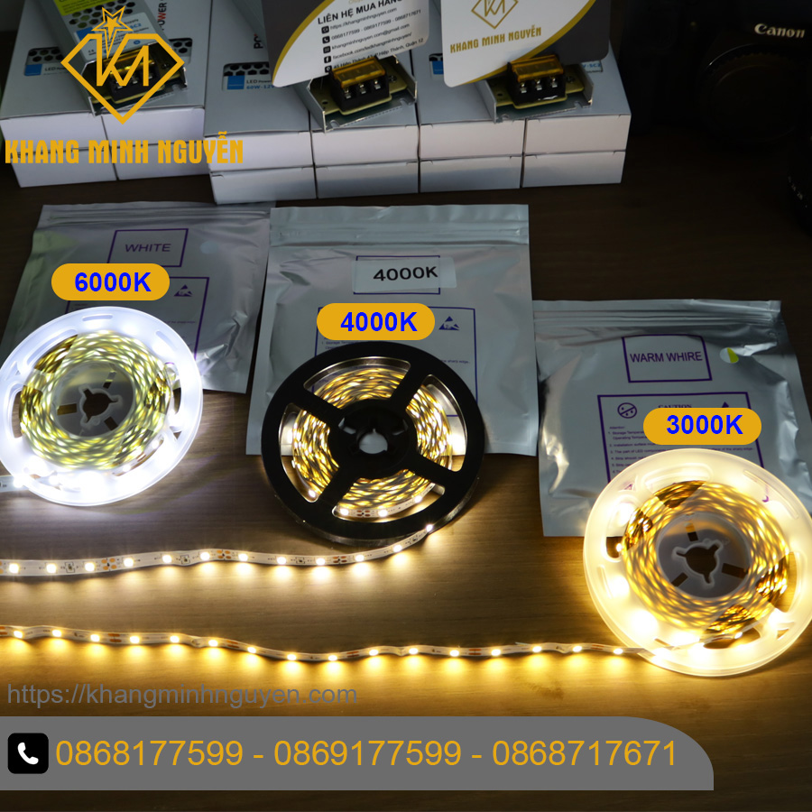 Đèn dây LED SMD 2835 12v 60 mắt/mét cuộn 5m
