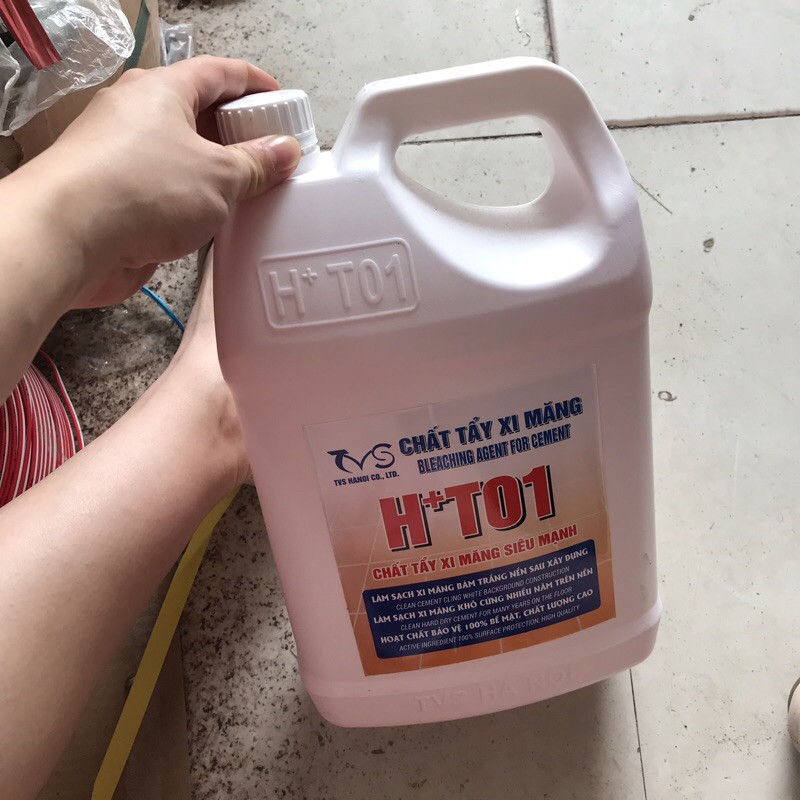 Chất tẩy xi măng HT01 can 5lít. tặng kèm miếng cọ xi măng + găng tay cao su